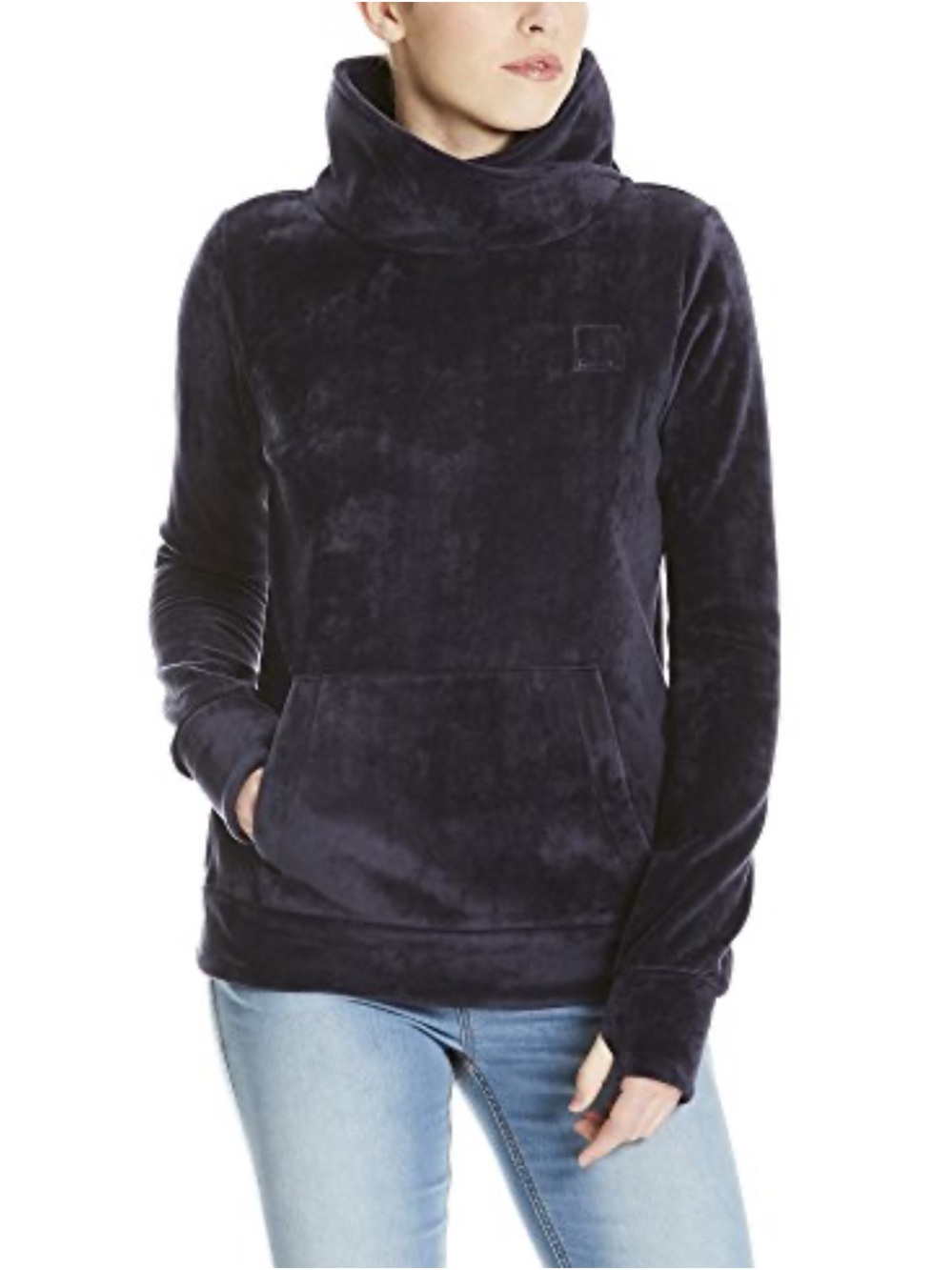 Bench Plush Funnel Neck Women's velvet Pullover Sweatshirt - Navy